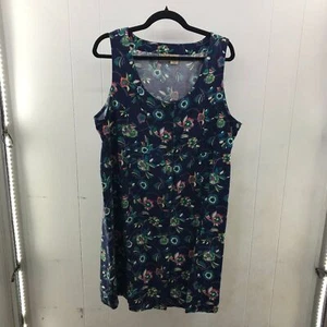 Woolrich lightweight denim button front navy floral tank dress size L - Picture 1 of 4