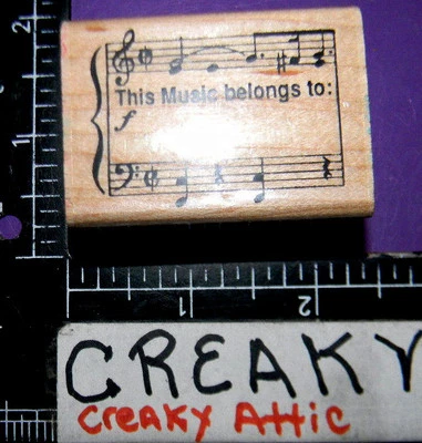 THIS MUSIC BELONGS TO SHEET RUBBER STAMP INKADINKADO retired - Image 1 of 2