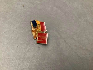 Romania 1988 Summer Olympic Games Coca-Cola Hodori Tiger Flag Pin-NEW - Picture 1 of 2