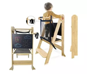 Montessori Foldable Toddler Kitchen Tower, Kitchen Stool Helper, Folding Stool - Picture 1 of 3