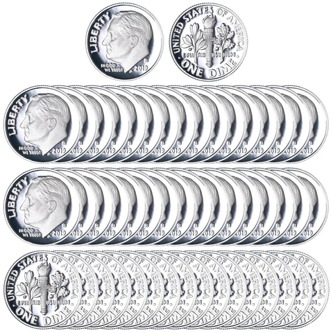 2019 S Roosevelt Dime Gem Deep Cameo CN-Clad Proof Roll 50 US Coins Cover