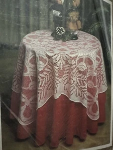 "Mesa de encaje de vacaciones de Navidad blanco algodón Nottingham 43x43"" encaje Scranton" - Imagen 1 de 5