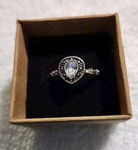 Silberfarbener Ring mit klarem Kunststoffstein Gr. 7 Modeschmuck Ring Boho (D1) - Bild 1 von 10
