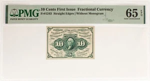 Fr-1243,  10c Washington,  First Issue US Fractional Currency, PMG 65EPQ - Picture 1 of 4