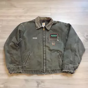 Carhartt J97 MOS Green Blanket Lined Detroit Jacket Made USA Mens 3XL VTG Faded - Picture 1 of 23