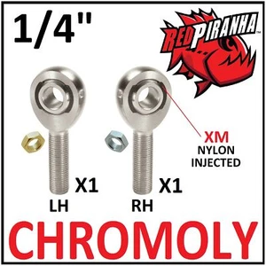 1/4''-28 MALE LH + RH 1/4'' BORE CHROMOLY HEIM JOINT ROD END W/ JAM NUTS KIT - Picture 1 of 1