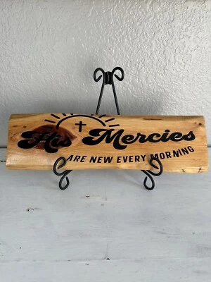 Reclaimed Cedar Wood “His Mercies Are New Every Morning” Handmade Rustic Decor - Image 1 of 4