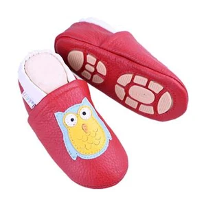 Liya's Hauschuhe mit Gummisohle - #638 Eule in rot - Picture 1 of 3