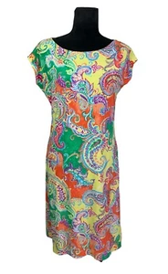 Lauren Ralph Lauren Size M Colorful Paisley Knee Length Sheath Dress Lightweight - Picture 1 of 14