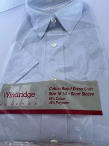 WINDRIDGE MEN'S COTTON BLEND DRESS SHIRT, SZ 16.5, SHORT SLEEVE, BUTTON UP, NEW - Picture 1 of 11