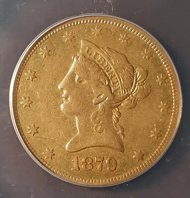 1879-CC LIBERTY HEAD GOLD EAGLE 10•ANACS VF-25•Details RARE  Ships Free.  - Image 1 of 4