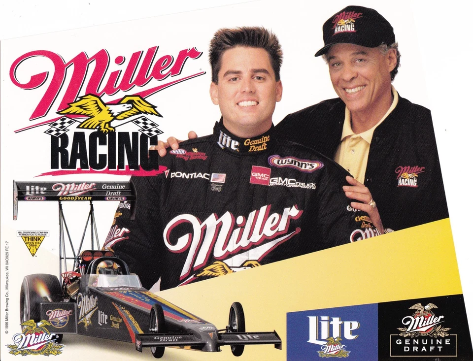 Tarjeta de héroe Larry Dixon NHRA Miller Lite 1995 Dragster foto Don Prudhomme Foto 1 de 1