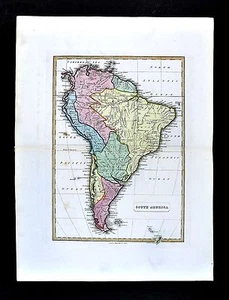 1839 Bell Map South America Brazil Argentina Patagonia Peru Chile Colombia Rio - Picture 1 of 5