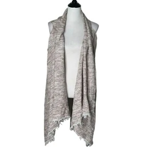 Express Open Front Cardigan Womens One Size Tan Draped Fringe Trim BOHO Poncho - Imagen 1 de 11
