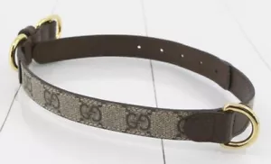 Gucci GG Interlocking Brown Leather Dog Collar Size 35.5-43.5cm F1 - Picture 1 of 6