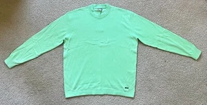 ZARA Mint Grean Sweater Embroidered Cotton Crew Neck Neon Mens Medium NWT - Picture 1 of 8