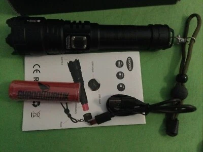 Torcia Led Shadowhawk Professionale Ricaricabile Usb C 12000 Lumen Xhp70.2 Ip67