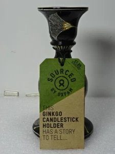 Wooden Painted Ginkgo Candlestick Holder Made By Skilled Artisans In Kashmir - Picture 1 of 11