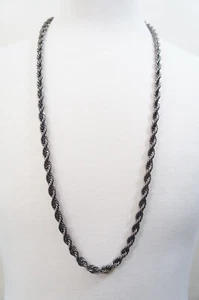 Hip Hop Black Silver Cuban Link Large Men Necklace 36 Inches - Picture 1 of 4
