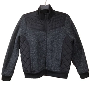 Xersion Unisex Puffer Jacket Black Gray Heathered Fill Zip Pockets Mock Neck L - Imagen 1 de 5