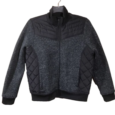 Chaqueta acolchada unisex Xersion negra gris jaspeada relleno cremallera bolsillos cuello falso L Foto 1 de 4