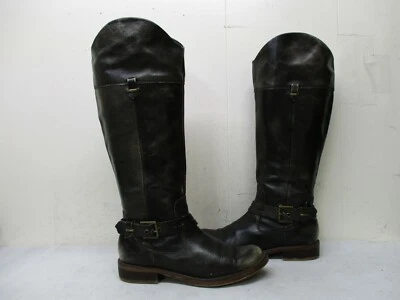 Kensie Stefan Distressed Black Leather Zip Knee High Boots Womens Size 7.5 M - Image 1 of 4