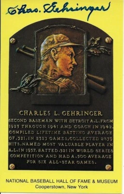 Chas. Gehringer Auto Gold HOF Plaque  - Image 1 of 2