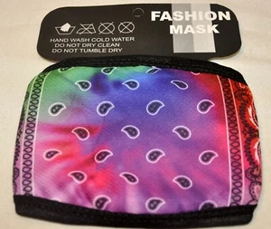Máscara facial Tie Dye púrpura cachemira forrada algodón lavable reutilizable nueva - Imagen 1 de 2