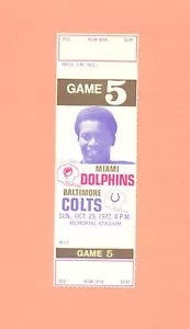 Miami Dolphins at Baltimore Colts 1972 ticket PERFECT NFL 17-0 Super Bowl season - Picture 1 of 2