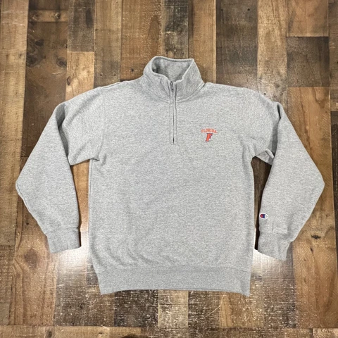 Florida Gators Mens Jacket Medium Champion Gray Quarter Zip Pullover Sweater Cover
