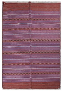Laghari Traditional Solid & Striped Hand Weaved Kilim 4 x 6 ft SR 14 - Picture 1 of 6