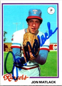 Jon Matlack autographed Baseball Card (Texas Rangers) 1978 Topps Burger King #5