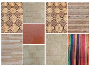 1:12 scale Dolls house Miniature 9 pieces Floor Paper Wooden planks Stone tiles - Picture 1 of 11