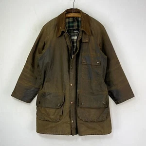 Barbour Solway Zipper Wax Jacket Mens C42 Olive Brown Vintage Classic 2 Crest - Picture 1 of 20