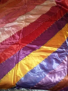 52" X 57" RAINBOW COLORS LAP ROBE TWIN BED OR THROW WINDOW QUILT EMBROIDERED - Picture 1 of 9