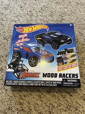 Hot Wheels 2pk Wood Racer Craft Kit- Black Panther/Capt America Marvel Avengers - Image 1 of 2