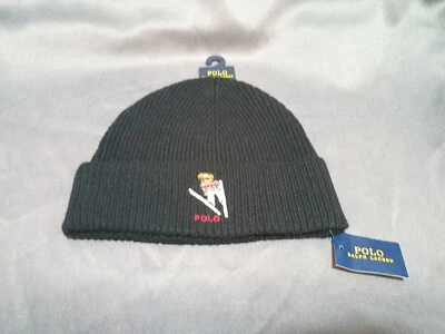 NEW Polo Ralph Lauren - Ski Bear Wool Blend Beanie - Black (COOL PPL ONLY) - Image 1 of 4