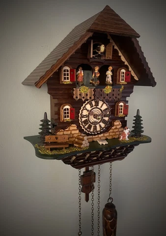 cuckoo clock black forest quartz german music quarz chalet  new Cover