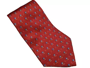 Vintage TOMMY HILFIGER Red Blue Flower Silk Made in the USA Mens Neck Tie - Picture 1 of 3