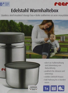 Reer 90430 - Edelstahl -Warmhaltebox für Nahrung mit Becher, 350ml(16EH1N) - Bild 1 von 2