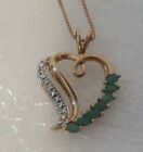 Vintage golden 925 Sterling Silver Crysoprase Heart Pendant Necklace