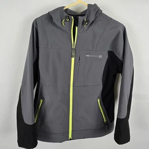Free Country Warm Up Utility Jacket Men's M *** Full Zip Up Hooded Black Gray - Picture 1 of 19