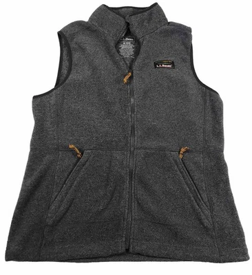 LL Bean Vest Womens Medium Gray Mountain Classic Fit Fleece Zip Pockets Outdoor - Image 1 of 4