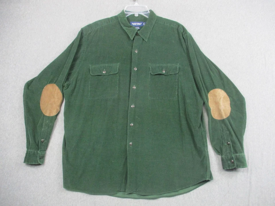 Polo Golf Ralph Lauren Shirt Mens 2XL Green Benford Corduroy Elbow Patch Pockets - Image 1 of 4