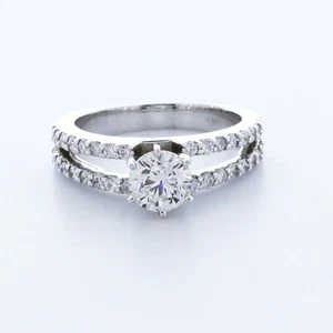 1,7 KT LABORGEFERTIGTER DIAMANT D/VVS2 RUNDSCHLIFF 14 K GOLD KRAPPEN SPALTBAND AKZENT RING - Bild 1 von 1
