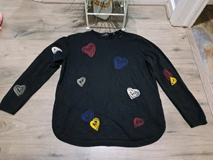NEU OHNE ETIKETT CHARLIE B SCHWARZER PULLOVER MIT HERZEN Gr. Lg - Bild 1 von 6