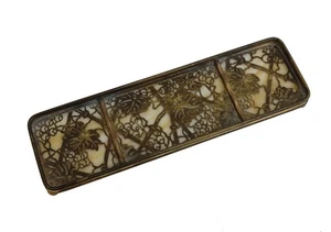 Tiffany Studios vergoldete Bronze Glas Stift Tablett in Kiefer Nadel Weinrebe #1004 - Bild 1 von 6