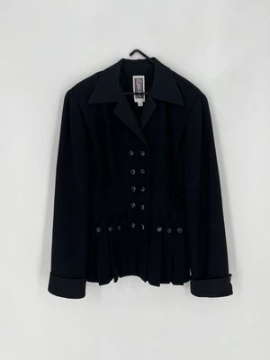 Vintage 1980s Zelda Military Pleated Double Breasted Button Jewel Blazer Jacket - Image 1 of 4