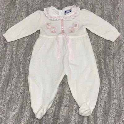 De Colección Carriage Boutiques Tejido con Pies Bordadas Una Pieza Bebé Niña Talla 6 M Foto 1 de 4