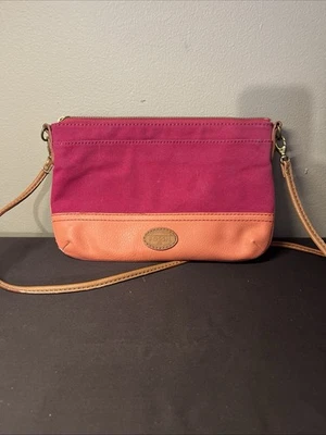 Bandolera Fossil de dos tonos de lona y cuero Foto 1 de 4